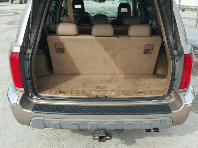 2HKYF18554H549323 - 2004 HONDA PILOT EXL TAN photo 9