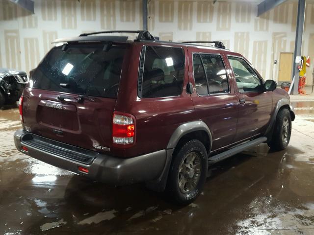 JN8DR07Y81W506388 - 2001 NISSAN PATHFINDER MAROON photo 4