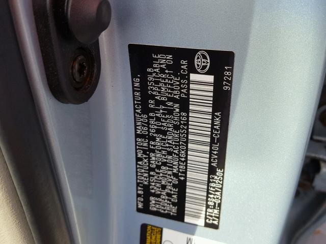 4T1BE46K07U552168 - 2007 TOYOTA CAMRY NEW BLUE photo 10