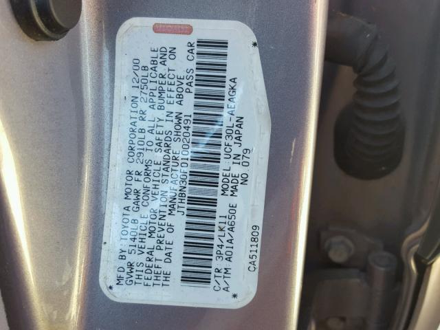 JTHBN30F010020491 - 2001 LEXUS LS 430 GRAY photo 10