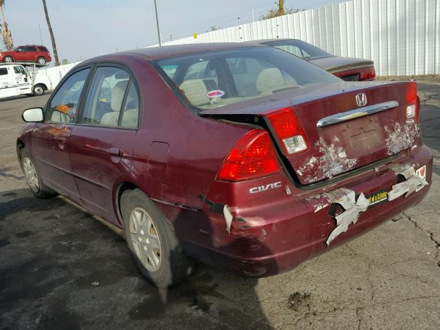 2HGES16503H619594 - 2003 HONDA CIVIC LX BURGUNDY photo 3