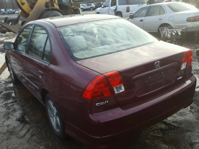 2HGES25734H539927 - 2004 HONDA CIVIC EX BURGUNDY photo 3