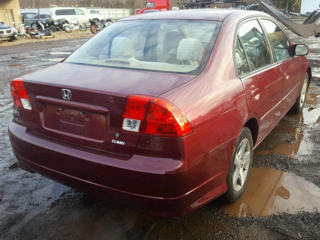 2HGES25734H539927 - 2004 HONDA CIVIC EX BURGUNDY photo 4