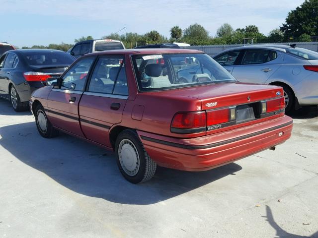 3FAPP13J8PR168831 - 1993 FORD ESCORT LX MAROON photo 3