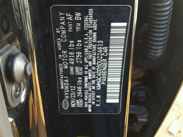 KMHGC4DD5DU224613 - 2013 HYUNDAI GENESIS 3. BLACK photo 10