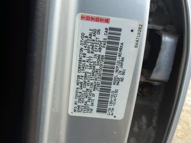 JTDBT1232Y0097288 - 2000 TOYOTA ECHO SILVER photo 10