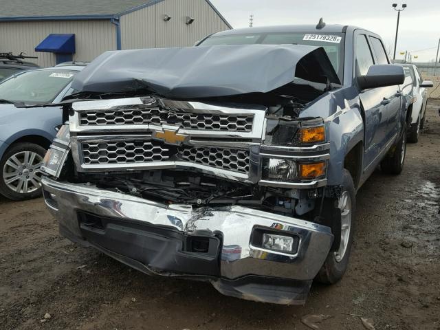 3GCUKREC0FG521923 - 2015 CHEVROLET SILVERADO BLUE photo 2