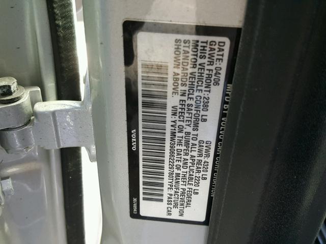 YV1MW390662229780 - 2006 VOLVO V50 2.4I SILVER photo 10