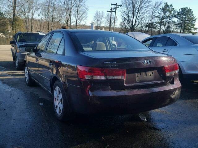 5NPET46C96H108554 - 2006 HYUNDAI SONATA GL MAROON photo 3