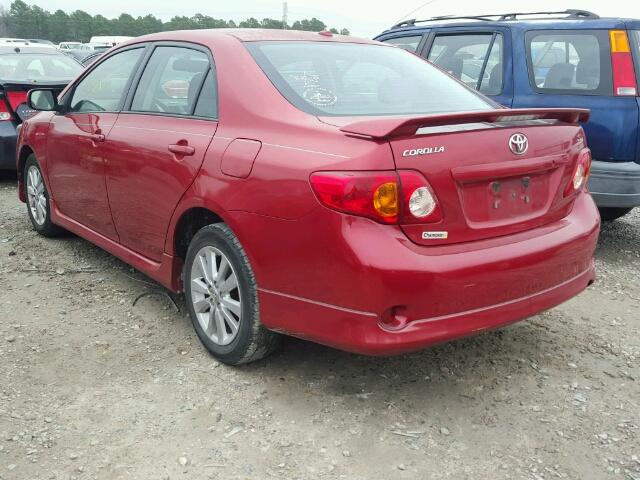 1NXBU40E99Z083641 - 2009 TOYOTA COROLLA BA RED photo 3