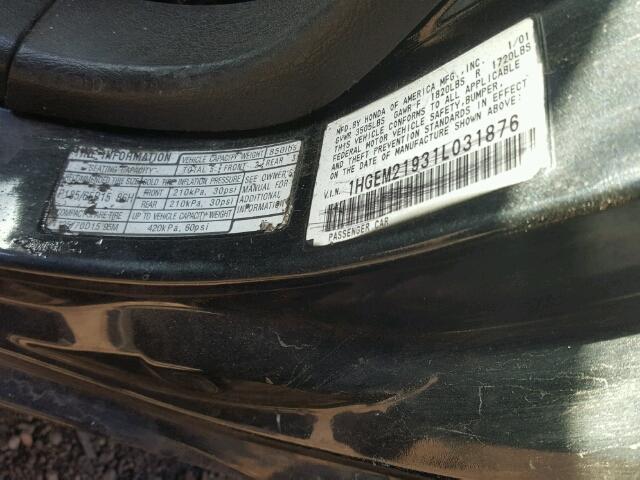 1HGEM21942L072115 - 2002 HONDA CIVIC EX BLACK photo 10