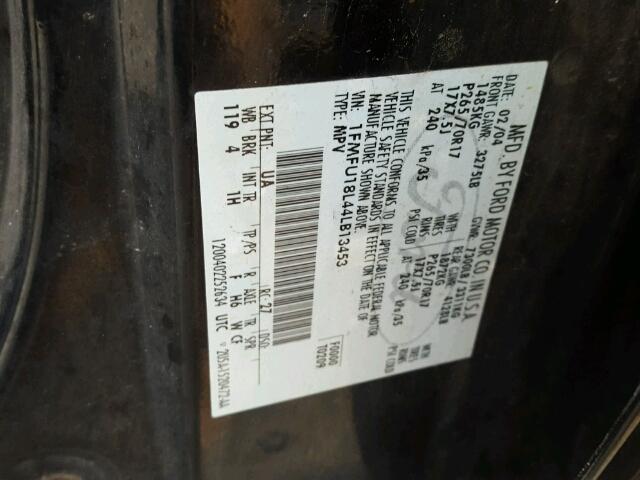 1FMFU18L44LB13453 - 2004 FORD EXPEDITION BLACK photo 10