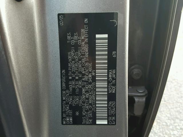 JTLKT334850212155 - 2005 TOYOTA SCION XB 灰色 照片 10