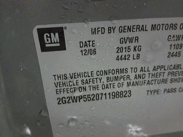 2G2WP552071198823 - 2007 PONTIAC GRAND PRIX ნაცრისფერი ფოტო 10