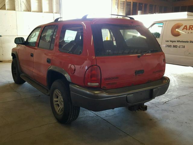 1B4HS38N42F123201 - 2002 DODGE DURANGO RED photo 3