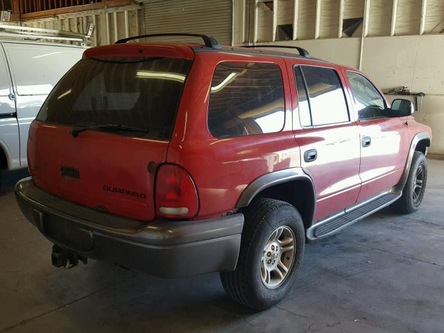 1B4HS38N42F123201 - 2002 DODGE DURANGO RED photo 4