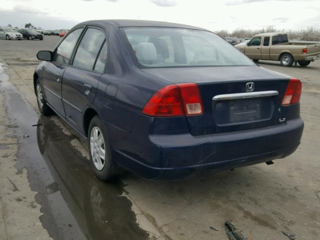 2HGES16513H555873 - 2003 HONDA CIVIC LX BLUE photo 3