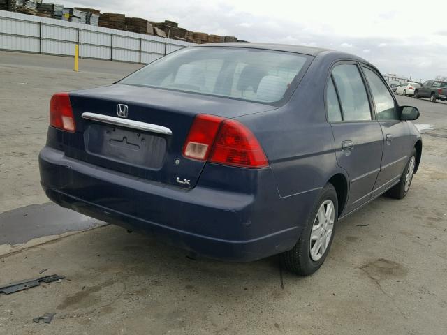 2HGES16513H555873 - 2003 HONDA CIVIC LX BLUE photo 4