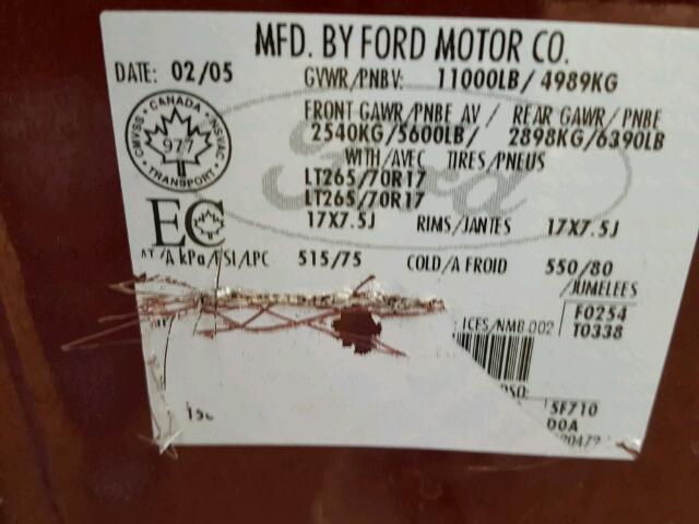 1FTWW31P45EC52866 - 2005 FORD F350 SRW S BURGUNDY photo 10