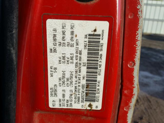 2B5WB35Z7WK149891 - 1998 DODGE RAM WAGON RED photo 10