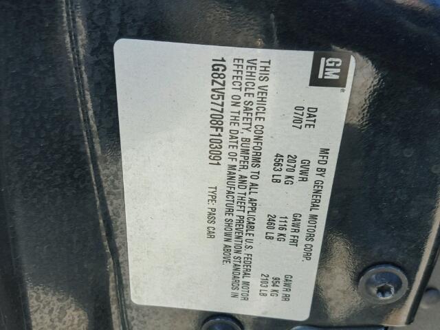 1G8ZV57708F103091 - 2008 SATURN AURA XR CHARCOAL photo 10