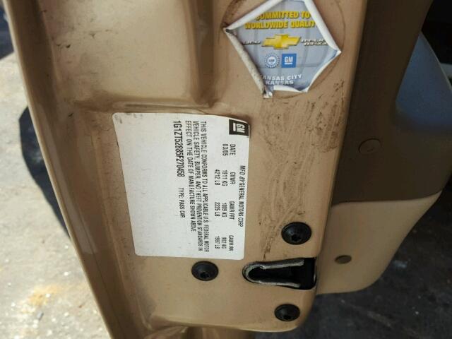 1G1ZT52885F270458 - 2005 CHEVROLET MALIBU LS GOLD photo 10