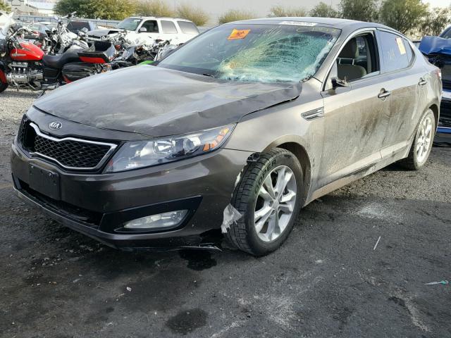 5XXGN4A71DG214356 - 2013 KIA OPTIMA EX GRAY photo 2