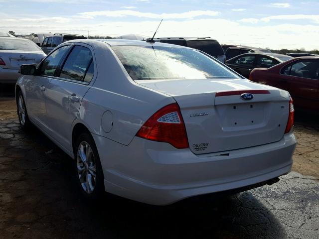 3FAHP0HA0CR232376 - 2012 FORD FUSION SE WHITE photo 3