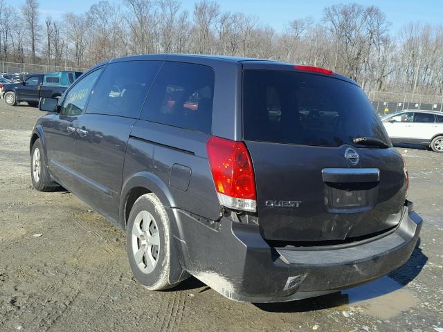 5N1BV28U37N114788 - 2007 NISSAN QUEST S GRAY photo 3