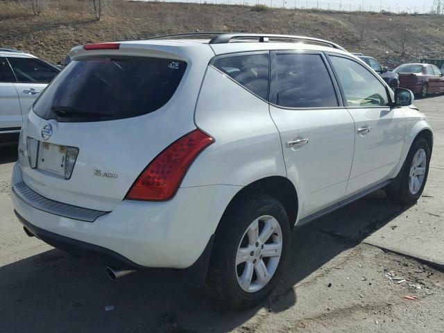 JN8AZ08W66W532933 - 2006 NISSAN MURANO SL WHITE photo 4