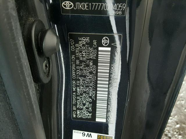 JTKDE177770214059 - 2007 TOYOTA SCION TC 黑色 照片 10