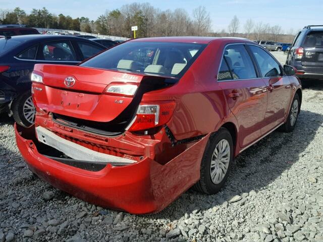 4T1BF1FK6CU514983 - 2012 TOYOTA CAMRY BASE RED photo 4