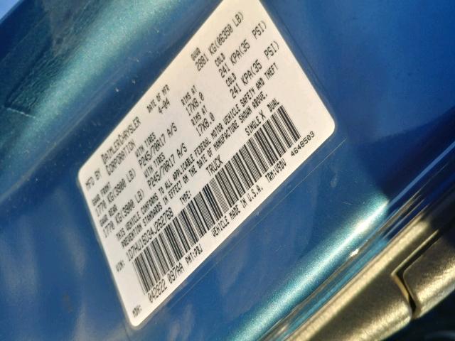 1D7HU16D34J262768 - 2004 DODGE RAM 1500 S BLUE photo 10