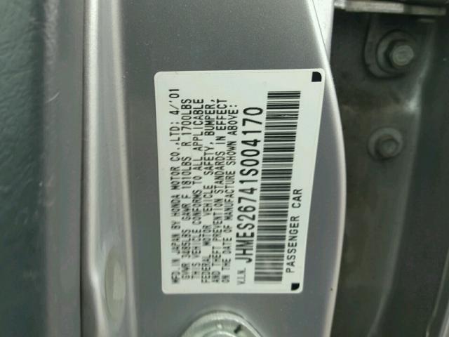 JHMES26741S004170 - 2001 HONDA CIVIC EX ვერცხლისფერი ფოტო 10