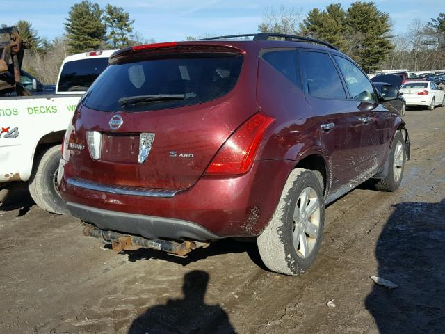 JN8AZ08W17W600279 - 2007 NISSAN MURANO SL MAROON photo 4