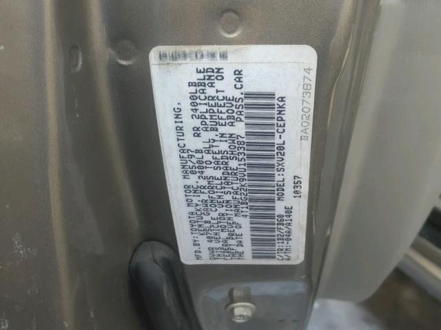 4T1BG22K9VU153387 - 1997 TOYOTA CAMRY CE GRAY photo 10