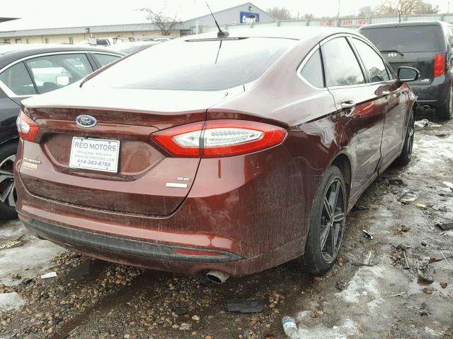 3FA6P0HD0GR364996 - 2016 FORD FUSION SE BURGUNDY photo 4