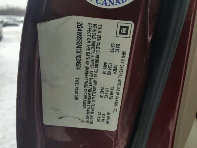 2G4WS52M1X1524964 - 1999 BUICK CENTURY CU MAROON photo 10