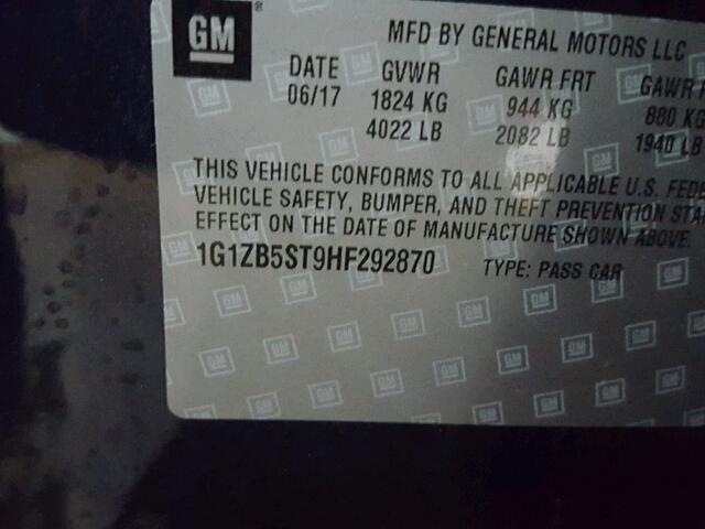 1G1ZB5ST9HF292870 - 2017 CHEVROLET MALIBU LS BLACK photo 10