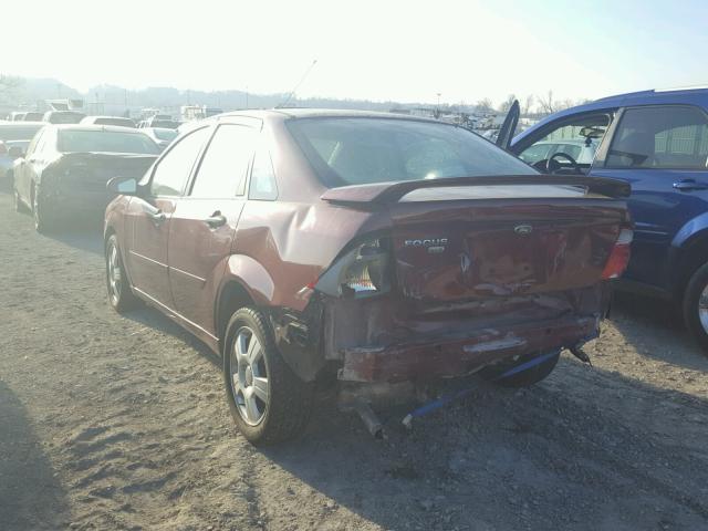 1FAHP34N97W179402 - 2007 FORD FOCUS ZX4 BURGUNDY photo 3