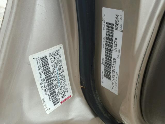 JT2BF12K2T0173320 - 1996 TOYOTA CAMRY LE TAN photo 10