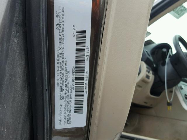 4S4BP61C687327730 - 2008 SUBARU OUTBACK 2. BROWN photo 10