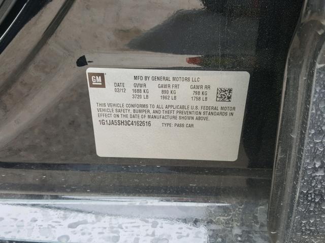 1G1JA5SH3C4162616 - 2012 CHEVROLET SONIC LS 黑色 照片 10