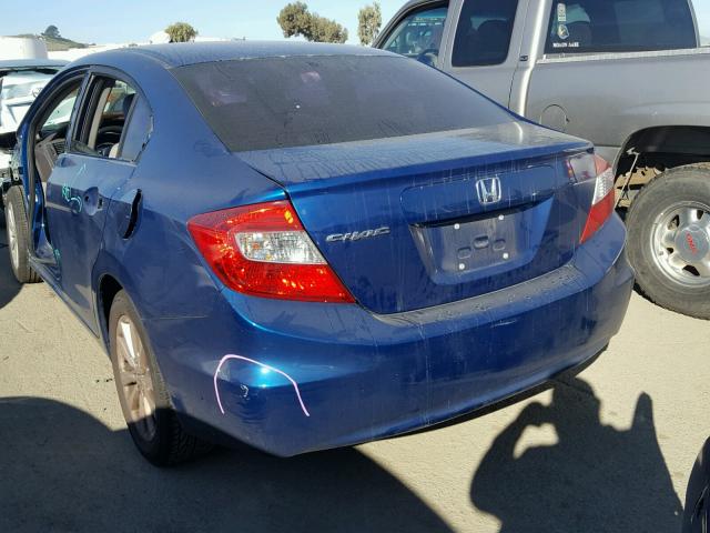 2HGFB2F97CH533406 - 2012 HONDA CIVIC EXL 蓝色 照片 3