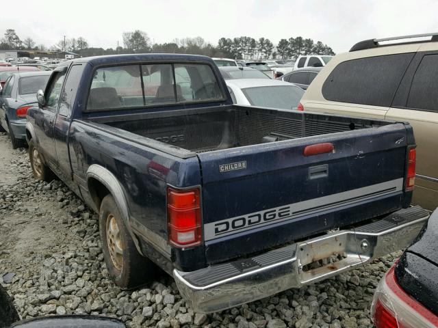 1B7GL23X9SS166759 - 1995 DODGE DAKOTA BLUE photo 3