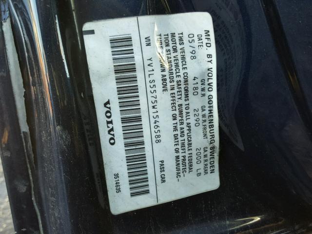 YV1LS5575W1546588 - 1998 VOLVO S70 BLUE photo 10