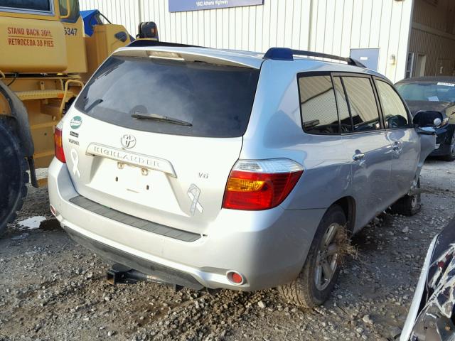 JTEDS41A382033368 - 2008 TOYOTA HIGHLANDER SILVER photo 4