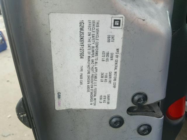 1G2WJ52K6YF127934 - 2000 PONTIAC GRAND PRIX BLACK photo 10