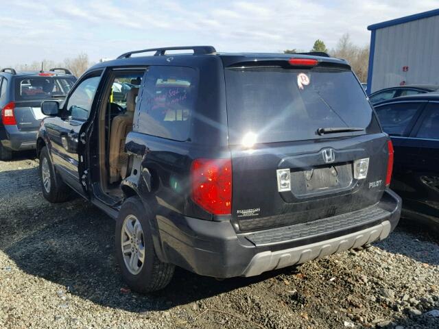 2HKYF18785H568824 - 2005 HONDA PILOT EXL BLACK photo 3