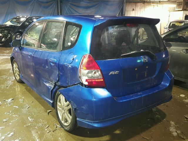 JHMGD38607S060354 - 2007 HONDA FIT S BLUE photo 3